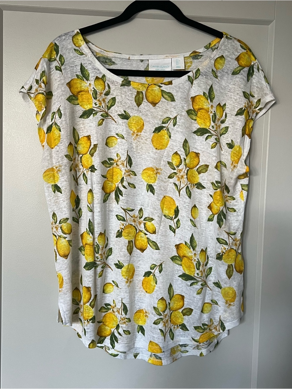 Sheer Lemon Print Women's Tee - White/Yellow